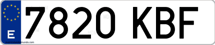 Ejemplo de matrícula de coche ordinaria 7820 KBF