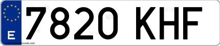 Ejemplo de matrícula española 7820 KHF