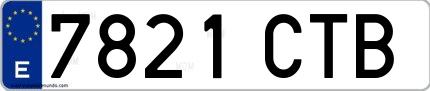Ejemplo de matrícula española 7821 CTB
