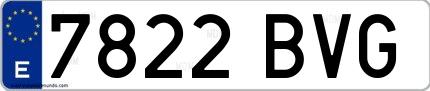 Ejemplo de matrícula española 7822 BVG