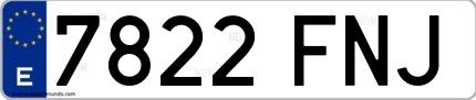 Ejemplo de matrícula española 7822 FNJ