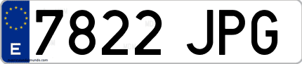 Ejemplo de matrícula de coche ordinaria 7822 JPG