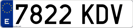 Ejemplo de matrícula de coche ordinaria 7822 KDV