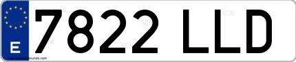 Ejemplo de matrícula española 7822 LLD