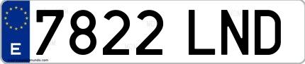 Ejemplo de matrícula española 7822 LND