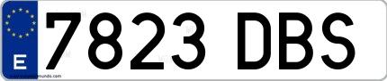 Ejemplo de matrícula española 7823 DBS