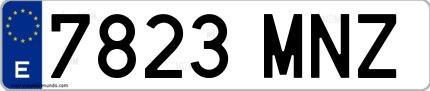 Ejemplo de matrícula española 7823 MNZ