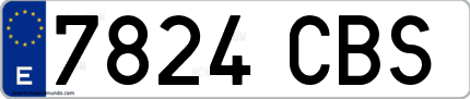 Ejemplo de matrícula de coche ordinaria 7824 CBS