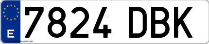 Ejemplo de matrícula española 7824 DBK