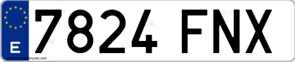 Ejemplo de matrícula de coche ordinaria 7824 FNX