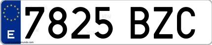 Ejemplo de matrícula española 7825 BZC