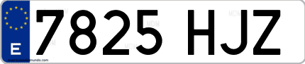 Ejemplo de matrícula de coche ordinaria 7825 HJZ