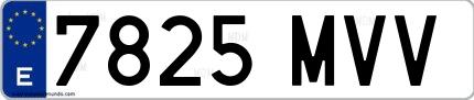 Ejemplo de matrícula española 7825 MVV