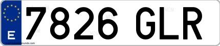 Ejemplo de matrícula española 7826 GLR