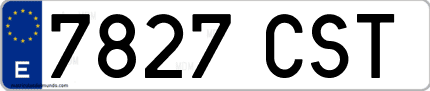 Ejemplo de matrícula de coche ordinaria 7827 CST