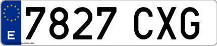 Ejemplo de matrícula de coche ordinaria 7827 CXG