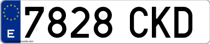 Ejemplo de matrícula de coche ordinaria 7828 CKD