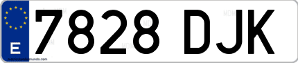 Ejemplo de matrícula de coche ordinaria 7828 DJK
