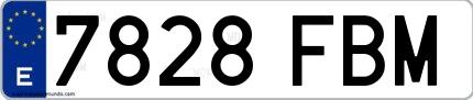 Ejemplo de matrícula española 7828 FBM
