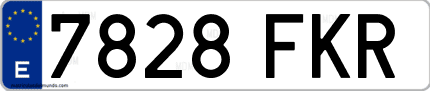 Ejemplo de matrícula de coche ordinaria 7828 FKR