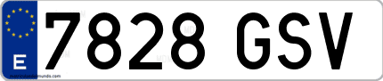 Ejemplo de matrícula de coche ordinaria 7828 GSV