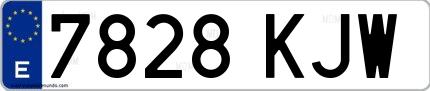 Ejemplo de matrícula española 7828 KJW