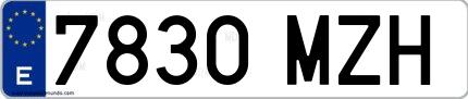 Ejemplo de matrícula española 7830 MZH