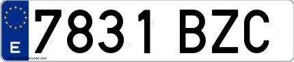 Ejemplo de matrícula española 7831 BZC