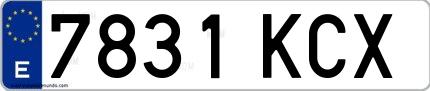 Ejemplo de matrícula española 7831 KCX