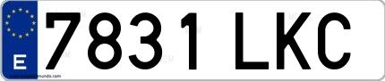 Ejemplo de matrícula española 7831 LKC