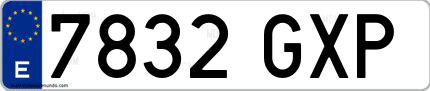 Ejemplo de matrícula española 7832 GXP