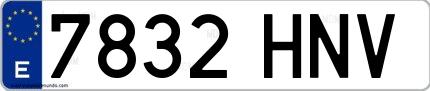 Ejemplo de matrícula española 7832 HNV