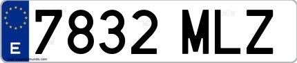 Ejemplo de matrícula española 7832 MLZ