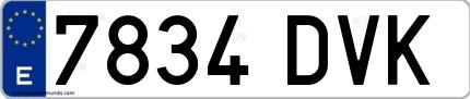 Ejemplo de matrícula española 7834 DVK