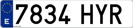 Ejemplo de matrícula de coche ordinaria 7834 HYR