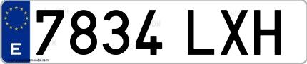 Ejemplo de matrícula española 7834 LXH