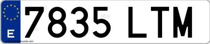 Ejemplo de matrícula española 7835 LTM