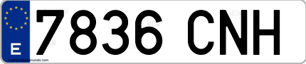 Ejemplo de matrícula de coche ordinaria 7836 CNH