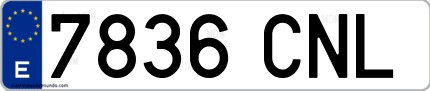 Ejemplo de matrícula de coche ordinaria 7836 CNL