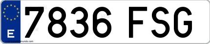 Ejemplo de matrícula española 7836 FSG
