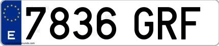Ejemplo de matrícula española 7836 GRF