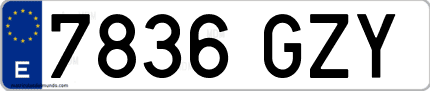 Ejemplo de matrícula de coche ordinaria 7836 GZY