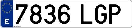 Ejemplo de matrícula española 7836 LGP