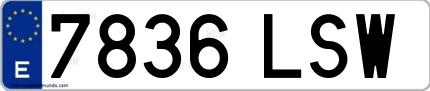 Ejemplo de matrícula española 7836 LSW