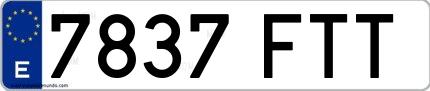 Ejemplo de matrícula española 7837 FTT