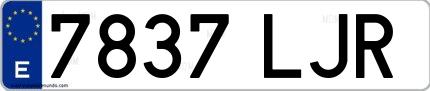 Ejemplo de matrícula española 7837 LJR