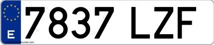 Ejemplo de matrícula española 7837 LZF