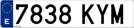 Ejemplo de matrícula de coche ordinaria 7838 KYM