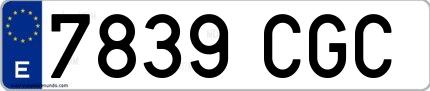 Ejemplo de matrícula española 7839 CGC