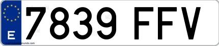 Ejemplo de matrícula española 7839 FFV